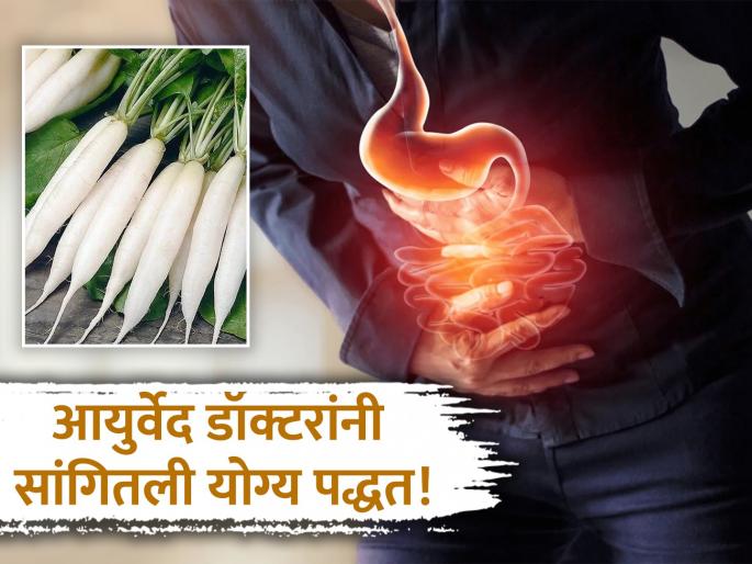 Expert told the right way to eat radish to treat acid reflux | ना होईल गॅस, ना येईल ढेकर, जाणून घ्या मुळा खाण्याची योग्य पद्धत; Acidity लगेच होईल दूर!