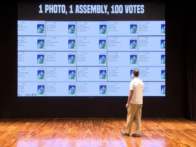 Rahul Gandhi Press Conference: 1 photo, 1 constituency and 100 votes...; Congress Rahul Gandhi serious allegation Election Commission | १ फोटो, १ मतदारसंघ अन् १०० मते...; राहुल गांधींच्या 'हायड्रोजन बॉम्ब'नं निवडणूक आयोगाची उडाली झोप Rahul Gandhi Press Conference: 1 photo, 1 constituency and 100 votes...; Congress Rahul Gandhi serious allegation Election Commission | १ फोटो, १ मतदारसंघ अन् १०० मते...; राहुल गांधींच्या 'हायड्रोजन बॉम्ब'नं निवडणूक आयोगाची उडाली झोप