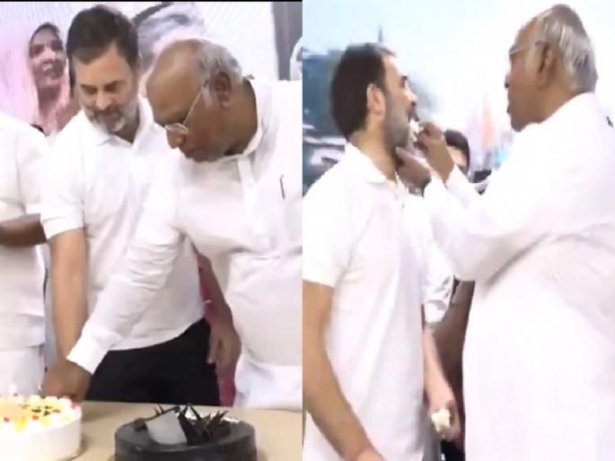 Rahul Gandhi Birthday: Rahul Gandhi celebrates his birthday at Congress headquarters | राहुल गांधींनी काँग्रेस मुख्यालयात साजरा केला वाढदिवस; मल्लिकार्जुन खरगेंनी भरवला केक... Rahul Gandhi Birthday: Rahul Gandhi celebrates his birthday at Congress headquarters | राहुल गांधींनी काँग्रेस मुख्यालयात साजरा केला वाढदिवस; मल्लिकार्जुन खरगेंनी भरवला केक...