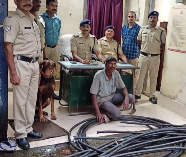 Railway signal cable thief arrested in 24 hours in Kasara rana dog helped to find | राणा श्वानाची कमाल: कसाऱ्यात रेल्वेची सिग्नल केबल चोरणाऱ्यास २४ तासांत अटक