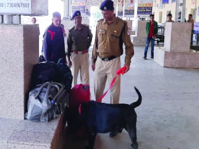 Train check by dog squad in Mudkhed | मुदखेडमध्ये श्वानपथकाद्वारे रेल्वेची तपासणी Train check by dog squad in Mudkhed | मुदखेडमध्ये श्वानपथकाद्वारे रेल्वेची तपासणी