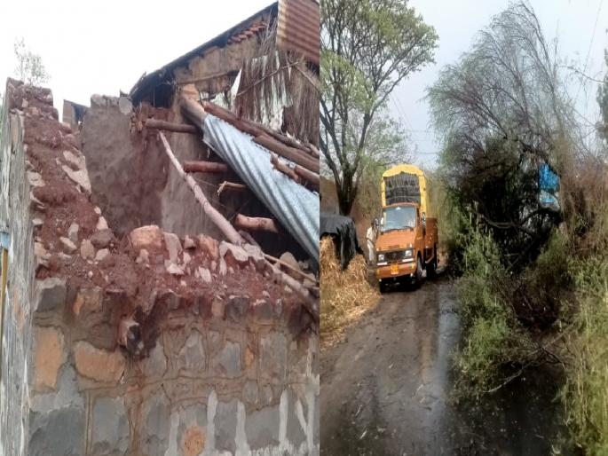 The gusts of wind hit the valley, Damage to banana orchards in Dhebewadi | वादळी वाऱ्याचा ढेबेवाडी खोऱ्याला तडाखा, घरांचे पत्रे गेले उडून; केळी बागांचेही नुकसान The gusts of wind hit the valley, Damage to banana orchards in Dhebewadi | वादळी वाऱ्याचा ढेबेवाडी खोऱ्याला तडाखा, घरांचे पत्रे गेले उडून; केळी बागांचेही नुकसान