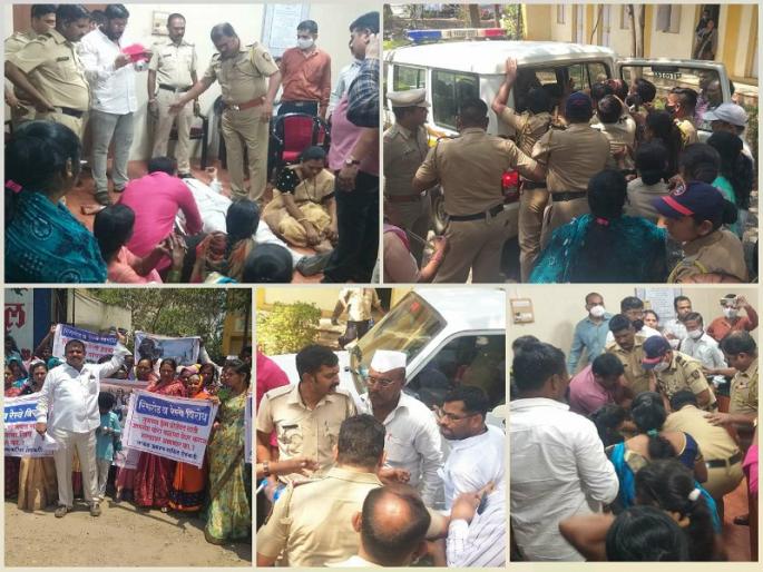 police beaten agitators in khed riot against ringroad removing hundreds of protesters | राजगुरुनगर : रिंगरोड प्रकल्पाविरोधातील आंदोलकांवर पोलिसांचा लाठीमार police beaten agitators in khed riot against ringroad removing hundreds of protesters | राजगुरुनगर : रिंगरोड प्रकल्पाविरोधातील आंदोलकांवर पोलिसांचा लाठीमार