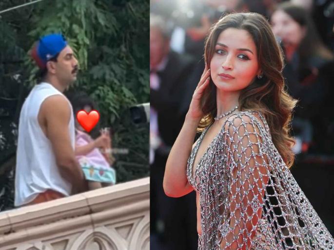 ranbir kapoor with raha at mount mary church bandra while alia bhatt is in cannes | आलिया भटचा कान्समध्ये जलवा, इकडे रणबीर कपूरसोबत क्युट राहाची दिसली झलक