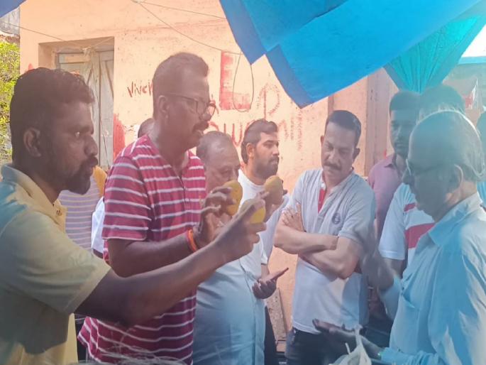 Karnataka mango in the name of Hapus, farmers, sellers in Ratnagiri quarrel | हापूसच्या नावाखाली कर्नाटकचा आंबा रत्नागिरीत बागायतदार, विक्रेत्यांची बाचाबाची Karnataka mango in the name of Hapus, farmers, sellers in Ratnagiri quarrel | हापूसच्या नावाखाली कर्नाटकचा आंबा रत्नागिरीत बागायतदार, विक्रेत्यांची बाचाबाची