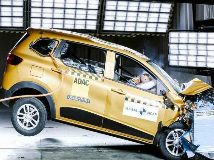 A car with a 4-star safety rating is re-crash-tested after 3 years; Renault Triber gets 2 stars in GNCAP tests | ४ स्टार सेफ्टी रेटिंग असलेल्या कारची ३ वर्षांनी पुन्हा क्रॅश टेस्ट; मिळाले २ स्टार A car with a 4-star safety rating is re-crash-tested after 3 years; Renault Triber gets 2 stars in GNCAP tests | ४ स्टार सेफ्टी रेटिंग असलेल्या कारची ३ वर्षांनी पुन्हा क्रॅश टेस्ट; मिळाले २ स्टार