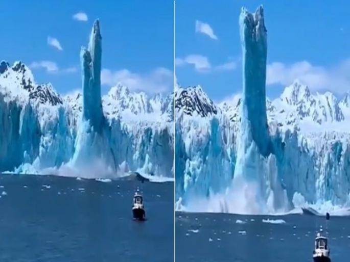 The iceberg falls off the ground and sinks it rises instead of going down watch video | Video : 'हा' भन्नाट नजारा पाहून लोक झाले निसर्गाचे फॅन, तुम्हीही एकदा बघाल तर बघतच रहाल! The iceberg falls off the ground and sinks it rises instead of going down watch video | Video : 'हा' भन्नाट नजारा पाहून लोक झाले निसर्गाचे फॅन, तुम्हीही एकदा बघाल तर बघतच रहाल!