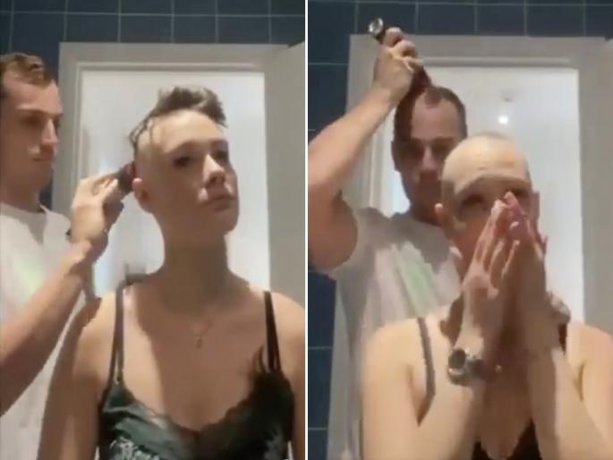 Viral Video : Man shaves head along with girlfriend who suffers from alopecia | जबरदस्त! गर्लफ्रेन्डसाठी 'या' बॉयफ्रेन्डने जे केलं ते पाहून व्हाल भावूक, म्हणाल - प्रेम असावं तर असं! Viral Video : Man shaves head along with girlfriend who suffers from alopecia | जबरदस्त! गर्लफ्रेन्डसाठी 'या' बॉयफ्रेन्डने जे केलं ते पाहून व्हाल भावूक, म्हणाल - प्रेम असावं तर असं!