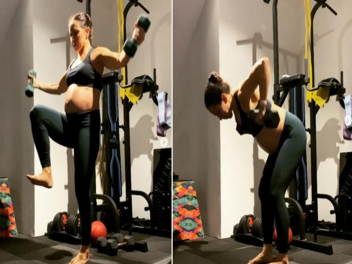 Viral video pregnant woman lifts heavy dumbbells in gym | VIDEO : जिममध्ये प्रेग्नेंट महिलेने केली अशी एक्सरसाइज, बघून तुम्हालाच फुटेल घाम Viral video pregnant woman lifts heavy dumbbells in gym | VIDEO : जिममध्ये प्रेग्नेंट महिलेने केली अशी एक्सरसाइज, बघून तुम्हालाच फुटेल घाम