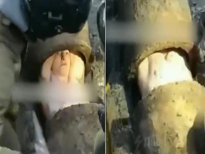 Man trapped in sewer pipeline had to do such work to get out video viral | VIDEO : सीवर पाइपलाईनमध्ये अडकली होती व्यक्ती, बघा कसं काढलं त्याला बाहेर Man trapped in sewer pipeline had to do such work to get out video viral | VIDEO : सीवर पाइपलाईनमध्ये अडकली होती व्यक्ती, बघा कसं काढलं त्याला बाहेर