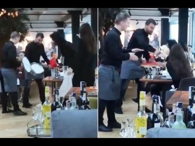 Fed-up waiters slam cake into rude diners' faces - and their bosses refuse to punish them | Video: महिला ग्राहकांचं गैरवर्तन; वेटरने 'असा' शिकवला दोघींना धडा! Fed-up waiters slam cake into rude diners' faces - and their bosses refuse to punish them | Video: महिला ग्राहकांचं गैरवर्तन; वेटरने 'असा' शिकवला दोघींना धडा!