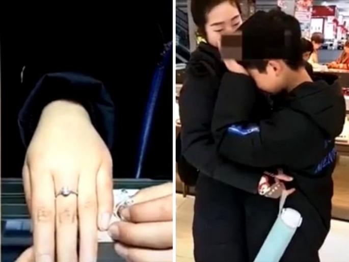 Chinese young son tries to gift mother a Dimond ring bursts into tears when he gets rejected viral video | Video : मुलाने आईला हिऱ्याची अंगठी देण्यासाठी जोडले हजारो रूपये, पण.... Chinese young son tries to gift mother a Dimond ring bursts into tears when he gets rejected viral video | Video : मुलाने आईला हिऱ्याची अंगठी देण्यासाठी जोडले हजारो रूपये, पण....