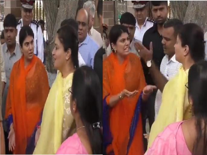 Ravindra Jadeja's wife MLA Rivaba Jadeja got angry on female mayor and MP | Video: रवींद्र जडेजाच्या आमदार पत्नीला राग अनावर; महिला महापौर आणि खासदारावर भडकल्या