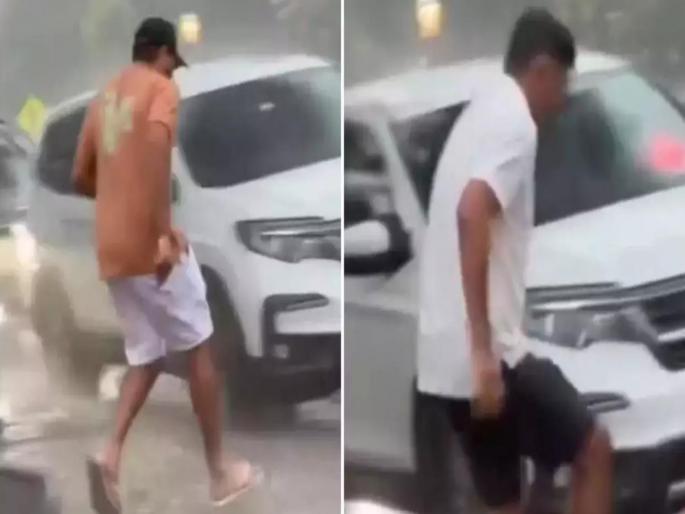 Team India's captain rohit sharma and rahul dravid spotted in New York, watch here video | पावसाचं आगमन अन् भारतीय कर्णधाराची तारांबळ; रोहित-द्रविडचा मजेशीर VIDEO