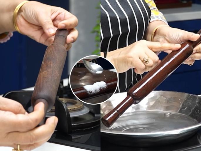 how to stop dough from sticking to rolling pin belan best tips for rolling perfect rotis at Home quick hack to clean rolling pin in minutes | पोळ्या करताना लाटण्याला चिकटतात, तुटतात? लाटणं धुण्याच्या २ ट्रिक्स, पोळीही लाटली जाईल मस्त-फुगेल टम्म