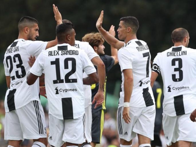 Cristiano Ronaldo's first goal in the new jersey; Watch video | युव्हेंटसच्या जर्सीत रोनाल्डोचा पहिला गोल; पाहा व्हिडीओ Cristiano Ronaldo's first goal in the new jersey; Watch video | युव्हेंटसच्या जर्सीत रोनाल्डोचा पहिला गोल; पाहा व्हिडीओ