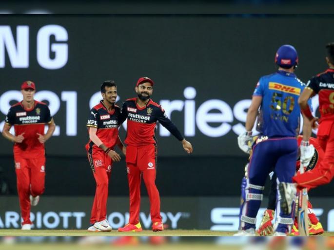 IPL 2021 Mi vs RCB Live T20 Score : Sharp bit of fielding from the RCB Skipper and Rohit Sharma is run out for 19 | IPL 2021 : MI vs RCB T20 Live : रोहित शर्माला खेळपट्टीच्या मधोमध बोलवून माघारी पाठवलं अन् MIला बसला धक्का; पदार्पणवीराची चूक महागात पडणार?