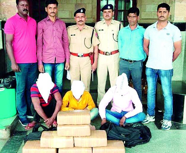 34.5 kg Ganja was caught at Nagpur railway station | नागपूर रेल्वेस्थानकावर ३४.५ किलो गांजा पकडला 34.5 kg Ganja was caught at Nagpur railway station | नागपूर रेल्वेस्थानकावर ३४.५ किलो गांजा पकडला