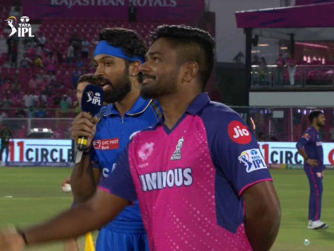IPL 2024 , Rajasthan Royals  vs Mumbai Indians Live : Hardik Pandya is playing his 100th IPL game for Mumbai Indians, MI chose to bat, 3 changes in MI Playing XI, Nuwan Thushara making his IPL debut, Video  | मुंबई इंडियन्सने प्लेइंग इलेव्हनमध्ये ३ बदल केले; आणखी एका ज्युनियर मलिंगाचे पदार्पण