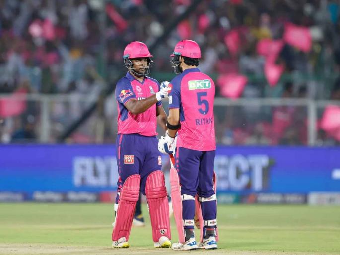 IPL 2024 : Rajasthan Royals vs Gujarat Titans Live Marathi : Sanju Samson ( 68*) and Riyan Parag ( 76) 130 runs partnership; RR set 194 runs target to GT | रियान पराग, संजू सॅमसन यांची वादळी फटकेबाजी; गुजरात टायटन्सची पार धुलाई केली