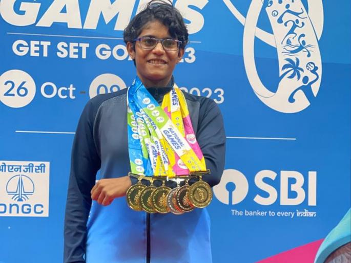 4 Gold, 1 Silver, 1 Bronze; Pimpri Chinchwad's Mugdha bagged six medals in the National Games | ४ सुवर्ण, १ रौप्य,१ कांस्य; पिंपरी चिंचवडच्या मुग्धाचा राष्ट्रीय क्रीडा स्पर्धेत पदकांचा षटकार 4 Gold, 1 Silver, 1 Bronze; Pimpri Chinchwad's Mugdha bagged six medals in the National Games | ४ सुवर्ण, १ रौप्य,१ कांस्य; पिंपरी चिंचवडच्या मुग्धाचा राष्ट्रीय क्रीडा स्पर्धेत पदकांचा षटकार