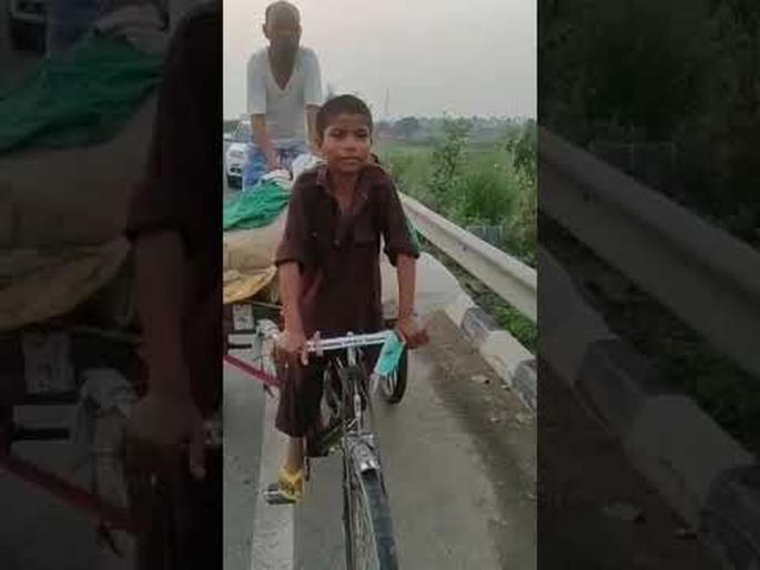 11 year old kid driving his parents from banaras to araria myb | आई-बाबाला सायकल रिक्षातून गावी घेऊन निघाला ११ वर्षांचा श्रावणबाळ, पाहा व्हायरल व्हिडीओ 11 year old kid driving his parents from banaras to araria myb | आई-बाबाला सायकल रिक्षातून गावी घेऊन निघाला ११ वर्षांचा श्रावणबाळ, पाहा व्हायरल व्हिडीओ