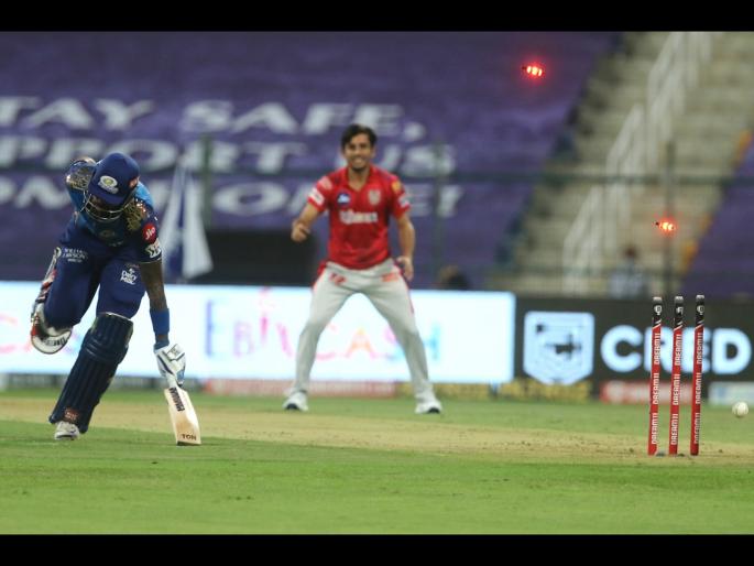 MI vs KXIP Latest News :  Collect, aim, hit - Outstanding throw from Mohammed Shami to dismiss Suryakumar Yadav, Video | MI vs KXIP Latest News : पंजाबचा अर्जुन; मोहम्मद शमीच्या अचूक थ्रोनं मुंबई इंडियन्सला दिला धक्का, Video