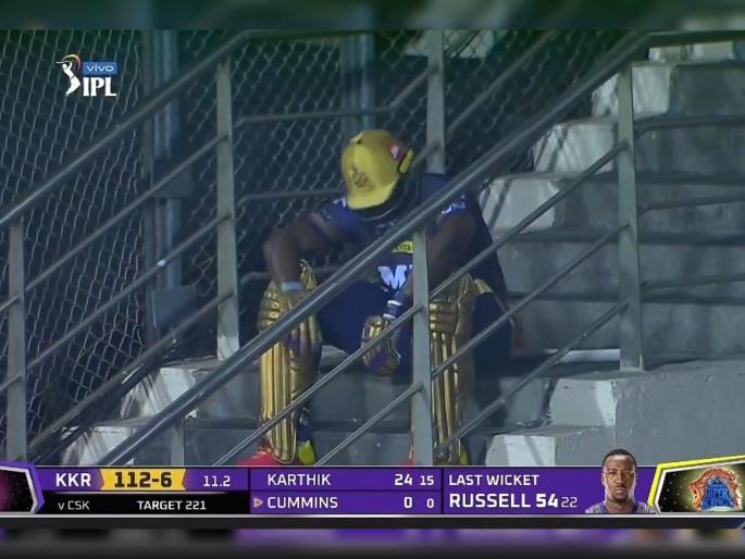 IPL 2021, CSK vs KKR T20 : Andre Russell in disbelief after getting bowled from an outstanding delivery, he score 54 runs on 22ball with 3x4 6x6, Video | IPL 2021, CSK vs KKR T20 : वानखेडेवर आंद्रे रसेलचं वादळ घोंगावलं, ९ चेंडूंत चोपल्या ४८ धावा; पण, विचित्र पद्धतीनं झाला बाद, Video 