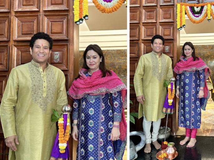 Gudhipadwa 2023 Sachin Tendulkar shares special tweet shares photo with Wife Anjali see post | "गुढी उभारून प्रार्थना करतो की नवीन वर्षात..."; सचिनने पत्नी अंजलीसोबत पोस्ट केला खास फोटो