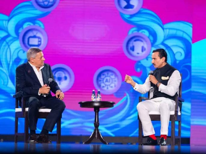 waves summit 2025 Saif Ali Khan in conversation with netflix ceo ted sarandos talkes about mahabharat | WAVES 2025: नेटफ्लिक्स सह-सीईओंसोबत सैफची चर्चा, म्हणाला, "रामायण, महाभारत..." waves summit 2025 Saif Ali Khan in conversation with netflix ceo ted sarandos talkes about mahabharat | WAVES 2025: नेटफ्लिक्स सह-सीईओंसोबत सैफची चर्चा, म्हणाला, "रामायण, महाभारत..."