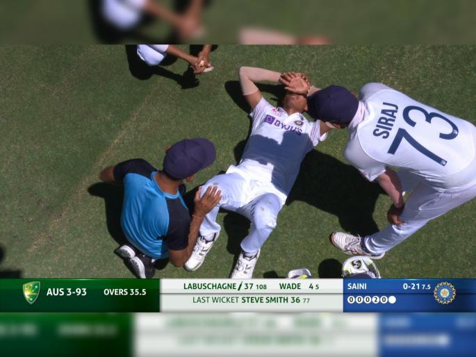 India vs Australia, 4th Test : Navdeep Saini pulls up lame after that ball and has left the field | India vs Australia, 4th Test : टीम इंडियाला आणखी एक धक्का, दुखापतीमुळे गोलंदाजानं सोडलं मैदान