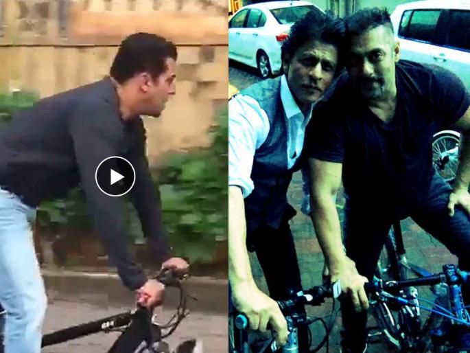 Salman Khan rode a bicycle in front of Shahrukh Khan s Mannat shouted his name | Video: शाहरुखच्या 'मन्नत' समोरुन सायकल चालवत गेला सलमान खान, जोरात ओरडून म्हणाला... Salman Khan rode a bicycle in front of Shahrukh Khan s Mannat shouted his name | Video: शाहरुखच्या 'मन्नत' समोरुन सायकल चालवत गेला सलमान खान, जोरात ओरडून म्हणाला...
