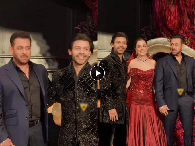 salman khan attended nupur sanon and stebin ben reception in mumbai groom welcomed bhaijaan | जेव्हा सलमान स्टेजवर आला...; नुपूर सनॉनच्या रिसेप्शन पार्टीत कुटुंबाकडून भाईजानचं खास स्वागत salman khan attended nupur sanon and stebin ben reception in mumbai groom welcomed bhaijaan | जेव्हा सलमान स्टेजवर आला...; नुपूर सनॉनच्या रिसेप्शन पार्टीत कुटुंबाकडून भाईजानचं खास स्वागत