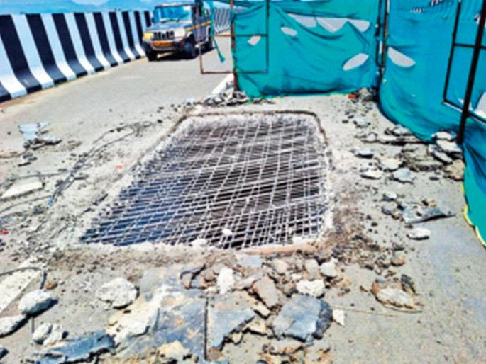 Cracks in the quality of 'Samriddhi Mahamarg', bridge slab falls, question mark over the work of the bridge at Maliwada Interchange | ‘समृद्धी’च्या दर्जाला तडे, पुलाचा स्लॅब पडला, माळीवाडा इंटरचेंजवरील पुलाच्या कामावर प्रश्नचिन्ह Cracks in the quality of 'Samriddhi Mahamarg', bridge slab falls, question mark over the work of the bridge at Maliwada Interchange | ‘समृद्धी’च्या दर्जाला तडे, पुलाचा स्लॅब पडला, माळीवाडा इंटरचेंजवरील पुलाच्या कामावर प्रश्नचिन्ह