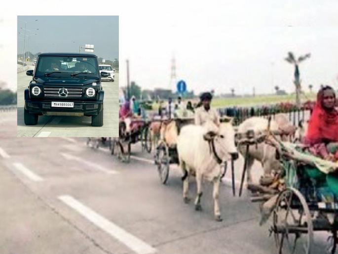 Samruddhi Mahamarg: OMG! Lines of bullock carts on Samriddhi Highway on the first day; Video Goes Viral | Samruddhi Mahamarg: चर्चा तर होणारच! समृद्धी महामार्गावर पहिल्याच दिवशी बैलगाड्यांच्या रांगा; कसे होणार? Samruddhi Mahamarg: OMG! Lines of bullock carts on Samriddhi Highway on the first day; Video Goes Viral | Samruddhi Mahamarg: चर्चा तर होणारच! समृद्धी महामार्गावर पहिल्याच दिवशी बैलगाड्यांच्या रांगा; कसे होणार?