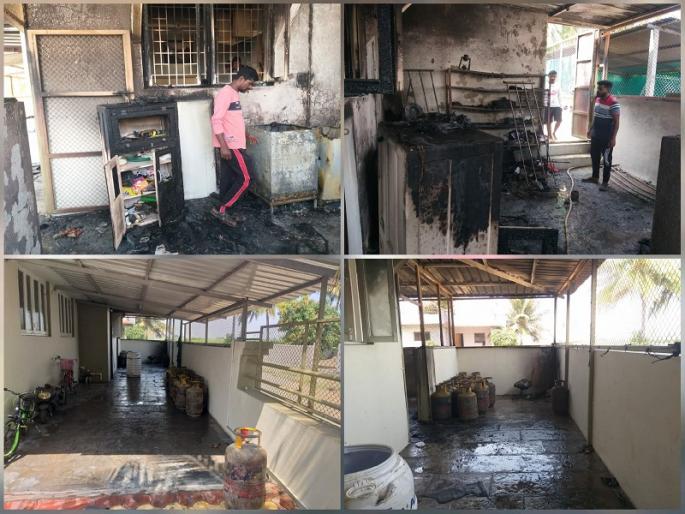 explosion of gas cylinder at the house of gas agency owner sangvi | बारामती | सांगवीत गॅस एजन्सी मालकाच्या घरी सिलिंडरचा स्फोट