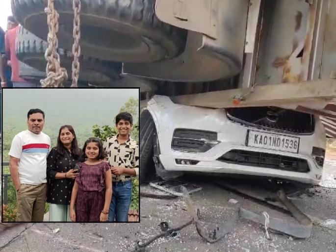 Six members of the same family in Sangli were crushed to death in a horrific accident when a container fell on a car An accident occurred in Karnataka | कारवर कंटेनर कोसळला, सांगलीतील एकाच कुटुंबातील सहा जण ठार; कर्नाटकात झाला अपघात