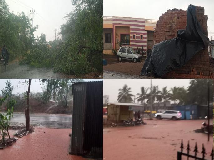 Heavy rain with hail in Sangli district, traffic disrupted due to fallen trees Crops damaged | सांगली जिल्ह्यात गारपीटसह जोरदार पाऊस, झाडे पडल्याने वाहतूक विस्कळीत; पिकांचे नुकसान Heavy rain with hail in Sangli district, traffic disrupted due to fallen trees Crops damaged | सांगली जिल्ह्यात गारपीटसह जोरदार पाऊस, झाडे पडल्याने वाहतूक विस्कळीत; पिकांचे नुकसान