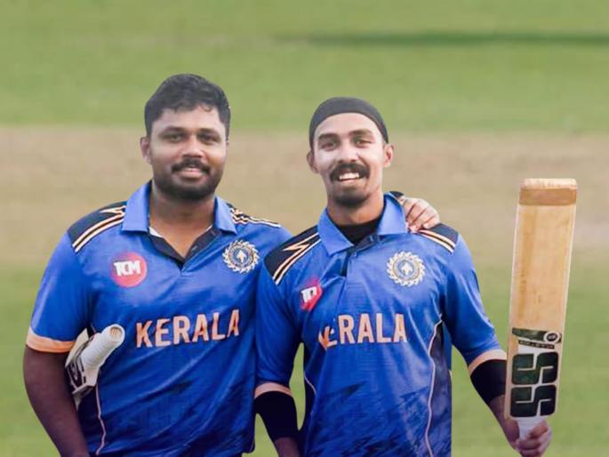Sanju Samson Set New Record With Rohan Kunnummal Break Highest Opening Partnership Record Syed Mushtaq Ali Trophy 2025 | Syed Mushtaq Ali Trophy : १७७ धावा! एक विक्रम तीन वेळा मोडला; संजू-रोहन जोडी ठरली 'नंबर वन'
