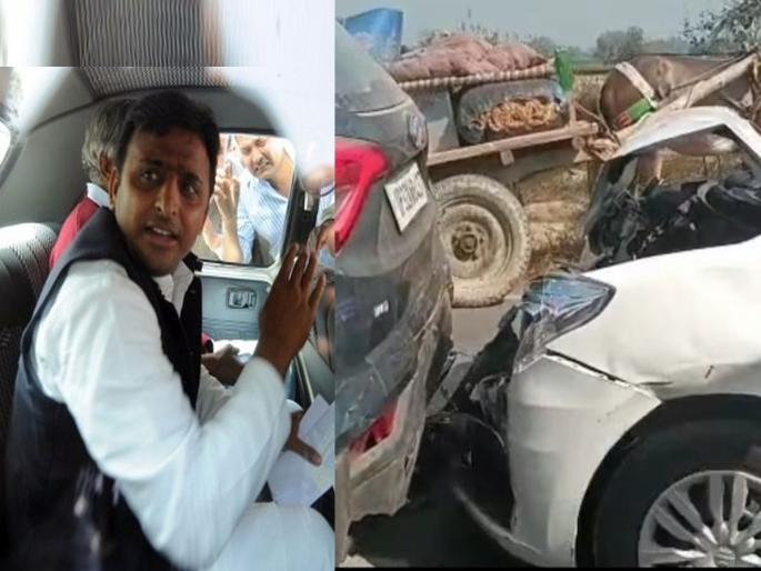 Akhilesh Yadav's Conveyance Accident; Four cars collided with each other | Akhilesh Yadav's Convey Accident: अखिलेश यादवांच्या ताफ्याला अपघात; चार कार एकमेकांवर आदळल्या Akhilesh Yadav's Conveyance Accident; Four cars collided with each other | Akhilesh Yadav's Convey Accident: अखिलेश यादवांच्या ताफ्याला अपघात; चार कार एकमेकांवर आदळल्या