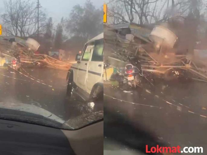 Maharashtra Rain: Heavy rain again in Satara; Tower collapses at Yavateshwar Ghat! | Maharashtra Rain: साताऱ्यात पुन्हा वळीव बरसला; यवतेश्वर घाटात टॉवर कोसळला! 
