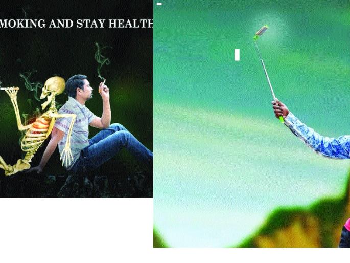 Awakening from social media on social media for the release of addiction: Khangale youth; Praise among citizens of unique activity; Public awareness about 'selfies' | व्यसनमुक्तीसाठी सोशल मीडियावर चित्रमय जागर खंडाळ्यातील युवकाकडून प्रबोधन : अनोख्या उपक्रमाचे नागरिकांमधून कौतुक; ‘सेल्फी’बाबतही जनजागृती