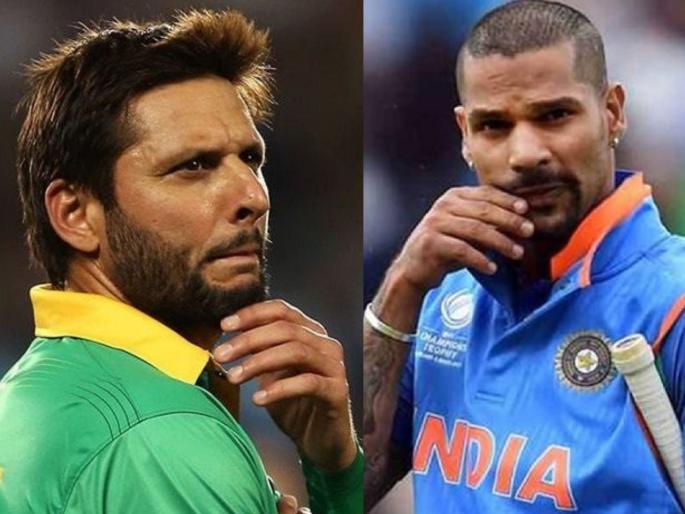 Kashmir humara tha, hai aur humara hi rahega; Shikhar Dhawan gives befitting reply to Shahid Afridi svg | 22 कोटींना घेऊन आलास, तरी काश्मीर आमचाच होता अन् राहणार; 'गब्बर'नं आफ्रिदीला खडसावलं