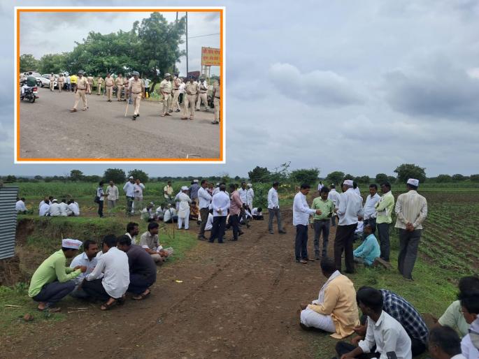 Farmers from twelve villages stopped the counting of Shaktipith Highway | बारा गावच्या शेतकऱ्यांनी रोखली, 'शक्तीपीठ महामार्गा'ची मोजणी...! Farmers from twelve villages stopped the counting of Shaktipith Highway | बारा गावच्या शेतकऱ्यांनी रोखली, 'शक्तीपीठ महामार्गा'ची मोजणी...!