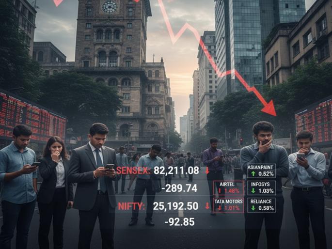 Big fall in stock market Sensex down 290 points Nifty down 93 points these stocks made losses | शेअर बाजारात मोठी घसरण, सेन्सेक्स २९० तर, निफ्टी ९३ अंकांनी आपटला, 'या' शेअर्सनं केलं नुकसान