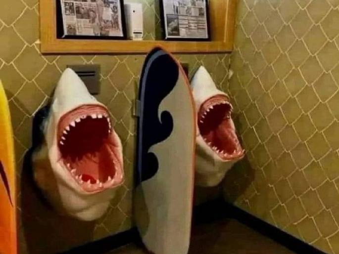 Harsh Goenka shares unique funny photo shark open mouth in toilet terrifies people hilarious comments | Viral Photo: पाहावं ते नवलच! टॉयलेटमध्ये दिसला शार्कचा जबडा, फोटोवर धमाल कमेंट्सचा धुरळा Harsh Goenka shares unique funny photo shark open mouth in toilet terrifies people hilarious comments | Viral Photo: पाहावं ते नवलच! टॉयलेटमध्ये दिसला शार्कचा जबडा, फोटोवर धमाल कमेंट्सचा धुरळा
