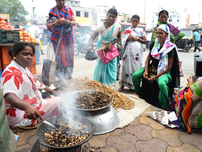Breaded, boiled legume and mint chutney ... growing demand for street menu! | भाजलेल्या, उकडलेल्या शेंगा अन् पुदिना चटणी.. खमंगपणा देणाºया ‘स्ट्रीट मेन्यु’ची सोलापुरात वाढतेय मागणी !