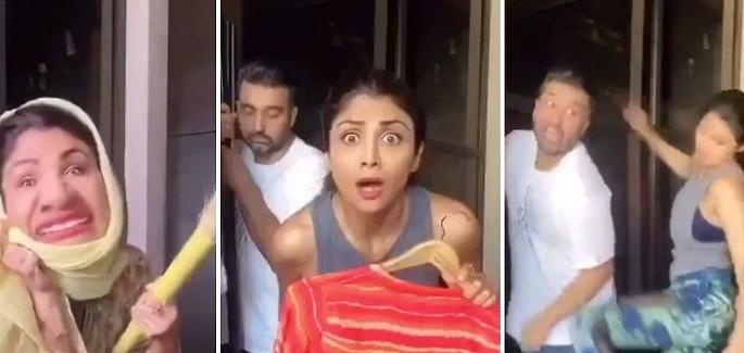 Shilpa Shetty beats up husband Raj Kundra for kissing the house help in this hilarious video-ram | नजर हटी, दुर्घटना घटी... पिट गए पति़! पतीने केले मोलकरणीला KISS, शिल्पा शेट्टीने अशी केली धुलाई!! Shilpa Shetty beats up husband Raj Kundra for kissing the house help in this hilarious video-ram | नजर हटी, दुर्घटना घटी... पिट गए पति़! पतीने केले मोलकरणीला KISS, शिल्पा शेट्टीने अशी केली धुलाई!!
