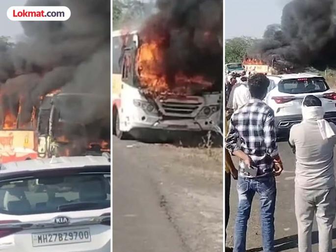 Fire breaks out in Shivshahi bus carrying passengers, bus burnt to ashes; Incident in Amravati | प्रवाशांना घेऊन जाणाऱ्या 'शिवशाही'ला आग, बस जळून खाक; अमरावतीमधील घटना Fire breaks out in Shivshahi bus carrying passengers, bus burnt to ashes; Incident in Amravati | प्रवाशांना घेऊन जाणाऱ्या 'शिवशाही'ला आग, बस जळून खाक; अमरावतीमधील घटना