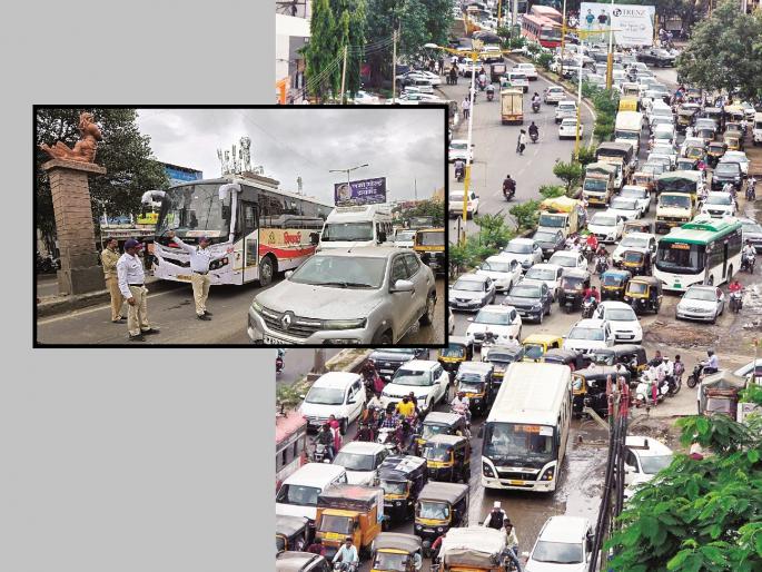 Khatara Shivshahi bus blocks Jalna road for an hour and a half; causing immense trouble to passengers and drivers | खटाऱ्या शिवशाही बसने जालना रोड दीड तास जाम; प्रवाशांसह, वाहनचालकांना प्रचंड त्रास Khatara Shivshahi bus blocks Jalna road for an hour and a half; causing immense trouble to passengers and drivers | खटाऱ्या शिवशाही बसने जालना रोड दीड तास जाम; प्रवाशांसह, वाहनचालकांना प्रचंड त्रास